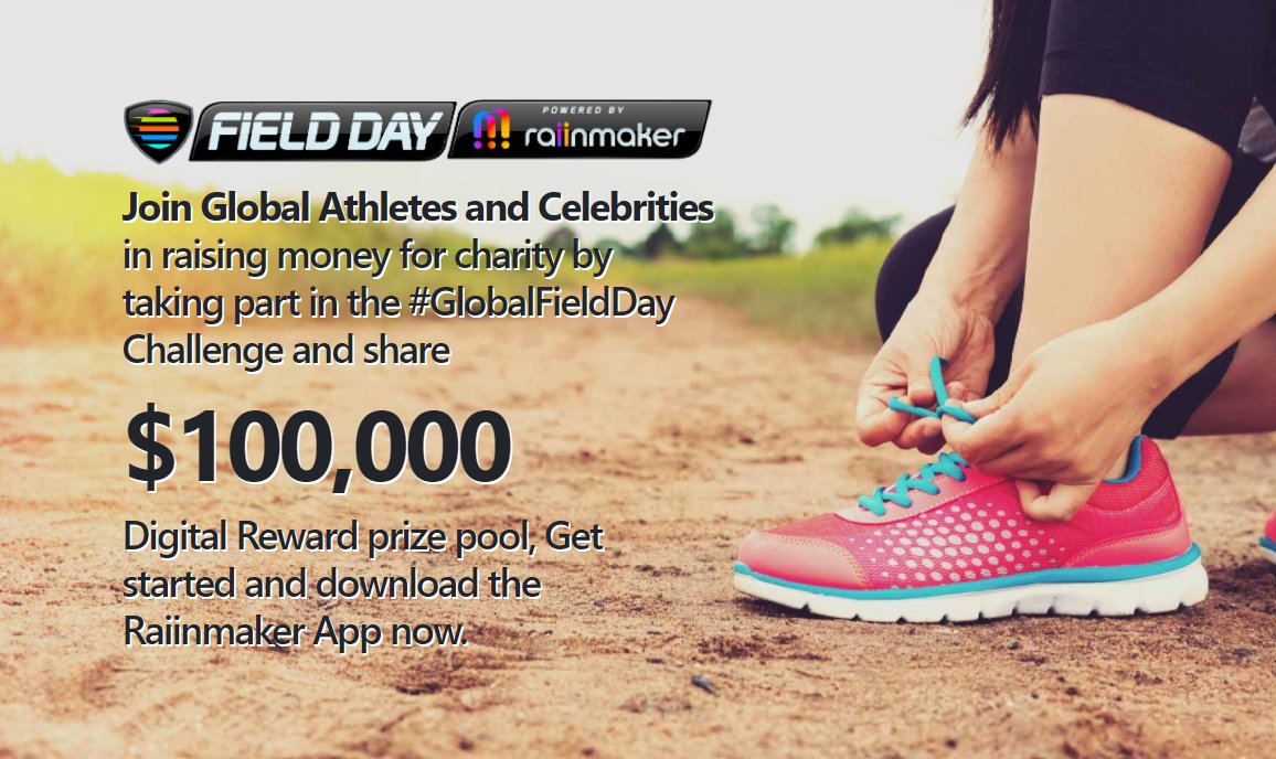 kweengirleeblog's tweet photo. Join Global Athletes and Celebrities in raising money for charity by taking part in the #GlobalFieldDay Challenge and share $100,000 Digital Reward prize pool, Get started and download the Raiinmaker App now. #raiinmaker #globalfieldday #ad  https://t.co/rPpyrTRraK https://t.co/S3QrUVgx6g