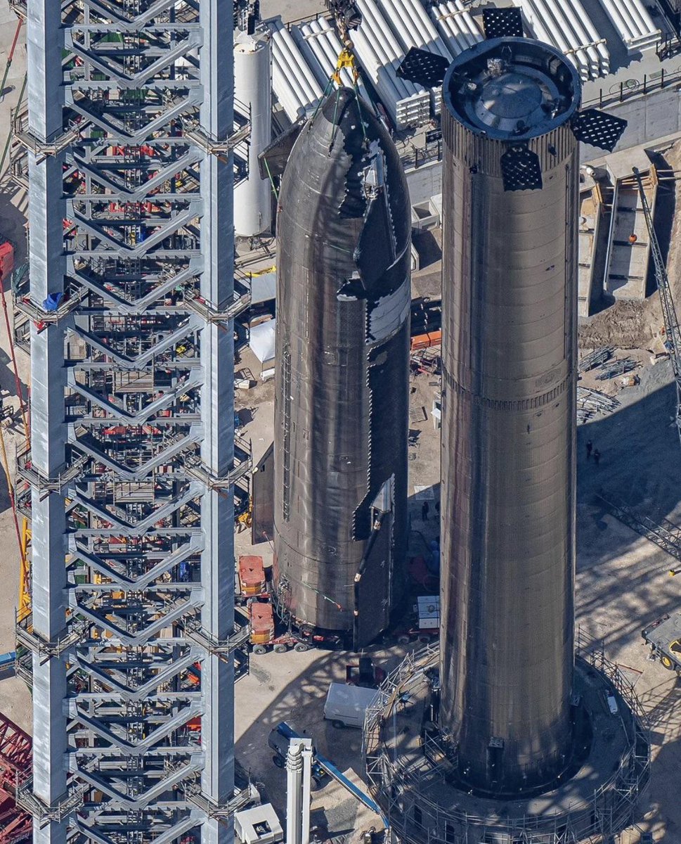 Starship being stack on top of super heavy