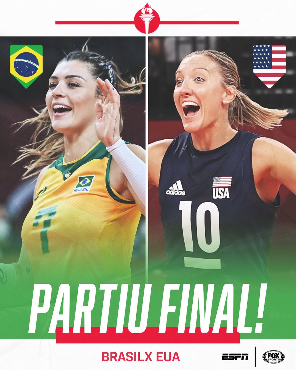 SportsCenterBR's tweet photo. BOOOORAAAAAA! 🏐💪 O BRASIL ESTÁ NA FINAL DO VÔLEI FEMININO E VAI LUTAR PELO OURO CONTRA OS ESTADOS UNIDOS! 🇧🇷 x 🇺🇸

#FOXSportsTóquio #Tokyo2020 https://t.co/lRRv1PELTV