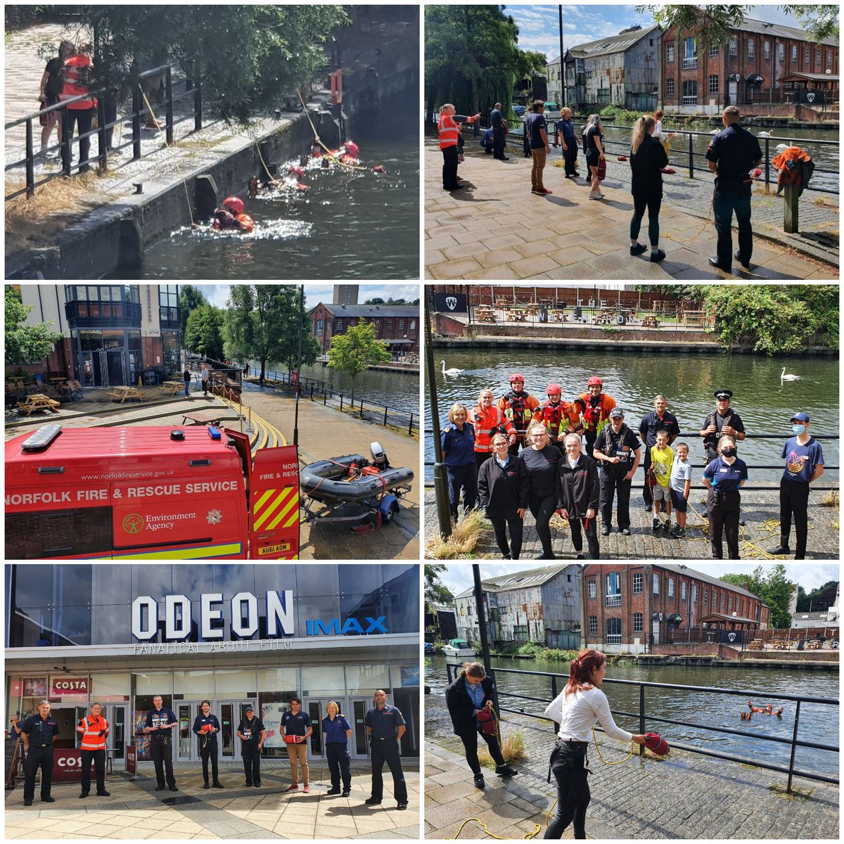 Another well attended #MultiAgency #Throwline training session on River Wensum #Norwich with <a href="/ODEONCinemas/">ODEON</a>  <a href="/jdwtweetsuk/">JD Wetherspoons</a> <a href="/pizzahut/">Pizza Hut</a> #FrankieandBennys by
<a href="/HMCoastguard/">HM Coastguard</a> <a href="/HmcoastguardL/">HMCoastguard_Lowestoft</a> <a href="/Norfolkfire/">Norfolk Fire and Rescue Service</a> <a href="/NickRnli/">Nick Ayers</a> 
⚓👨‍✈️ <a href="/NorfolkPolice/">Norfolk Police</a> 
#DrowningPrevention #RespectTheWater <a href="/NorwichPoliceUK/">Norwich Police</a>