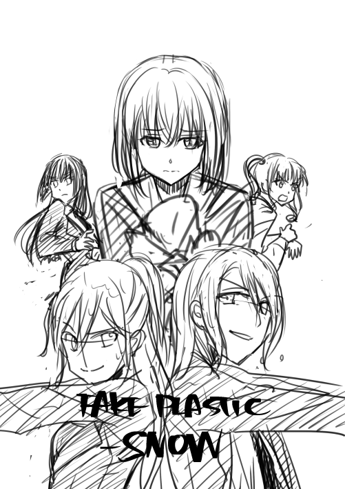 打点さんの新刊『FAKE PLASTIC-SNOW』。
表紙ボツ案さらし大会～🥳👉
3枚目のさよリサちゃんとましろちゃんを表と裏に分けたのが今回の表紙に決定しました。
どれかお好みはあったかな?🥳 