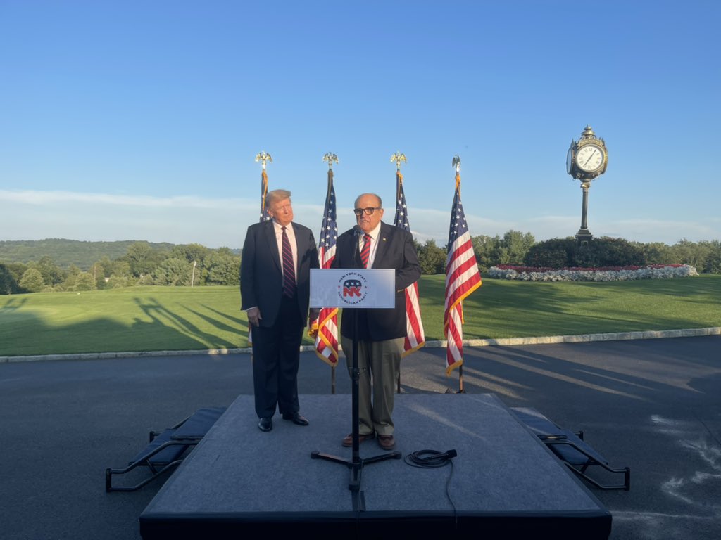 It was fantastic welcoming President Donald J. Trump back to New York with hundreds of NYGOP patriots. Thank you Mr. President for everything you have done to #MakeAmericaGreatAgain and for supporting our New York Republican Party!

<a href="/EliseStefanik/">Elise Stefanik</a> <a href="/RudyGiuliani/">Rudy W. Giuliani</a>