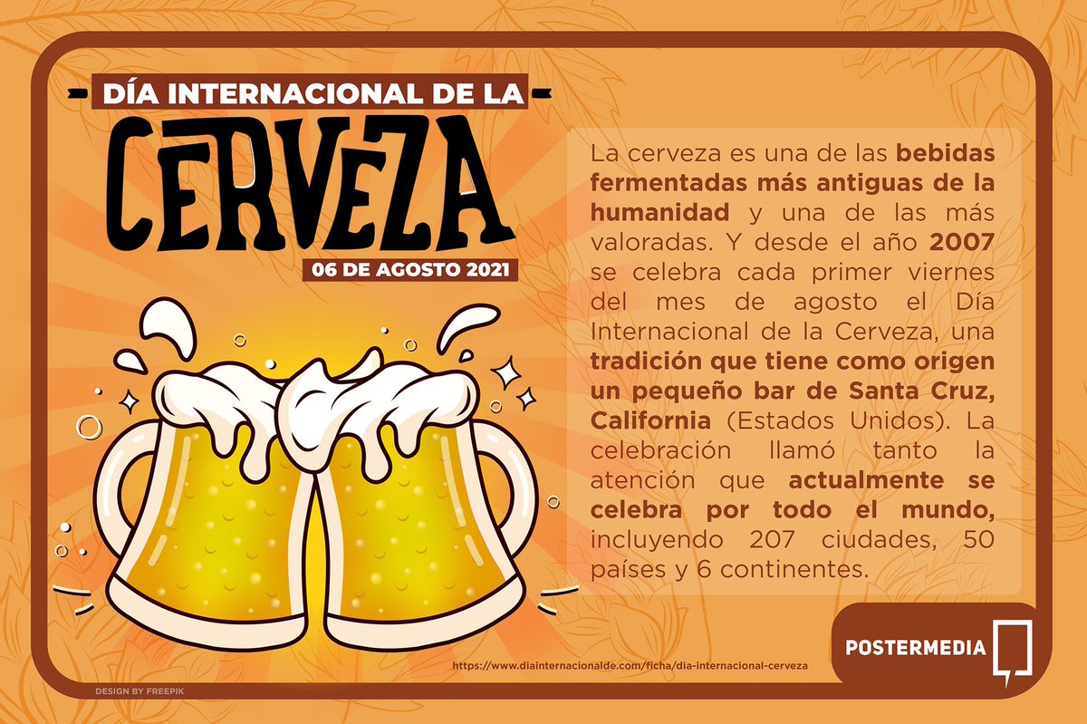 Postermedia's tweet photo. Hoy queremos brindar por el día internacional de la cerveza, salud!!! 🍺🍻
.
.
.
#cerveza #clara #oscura #ambar #drink #beer https://t.co/keOpVrM1kq