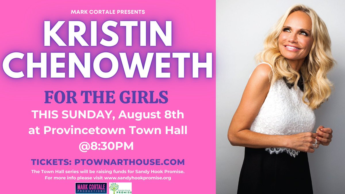 Oh What a 10th Anniversary Season Celebration we'll have this Sunday-- with @KChenoweth ! Thank Goodness tickets are still available for her 8:30PM show! Visit PtownArtHouse.combefore they sell out!
#KristinChenoweth @MarkCortale