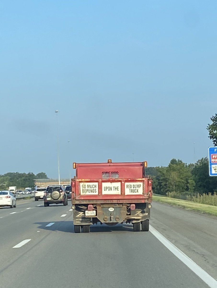 Saw William Carlos Williams on the highway today. Yes, I know this is a niche literary tweet….