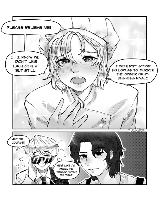 Part 1 of `what if felix was the mafia?'

 "He…he wouldn't…right?"

(Read from left to right)

#Straykidsfanart #FELIX #hyunlix 