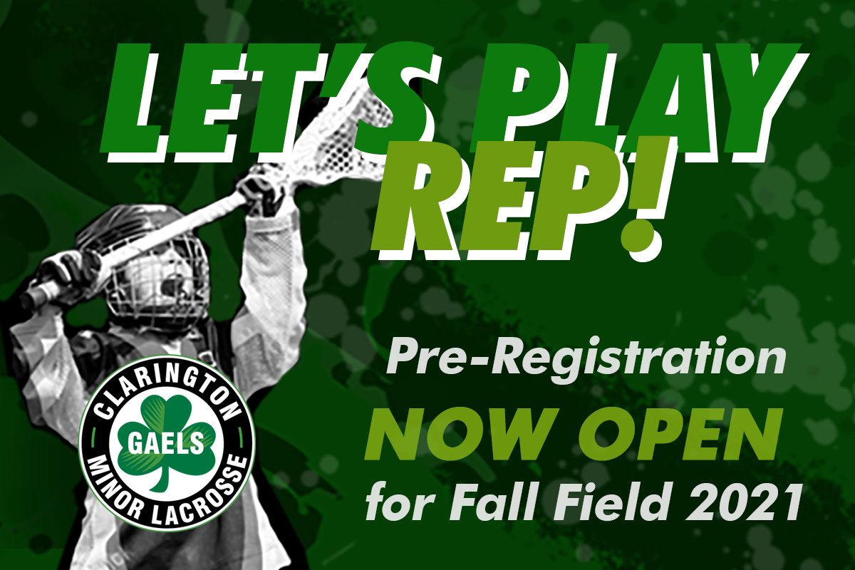Let's Play REP! Registration for Fall Field is not OPEN - claringtonminorlacrosse.ca/fall-field