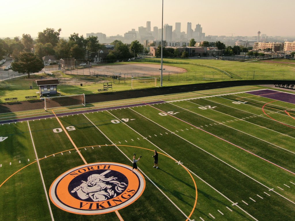 QSickafoose's tweet photo. .@Scotty_G6 is head over heels about the new @DNorthVikings turf! π€ΈββοΈ Sunrise drone shoot today for our next Fanscape π #9sports #copreps https://t.co/9povctuRIu