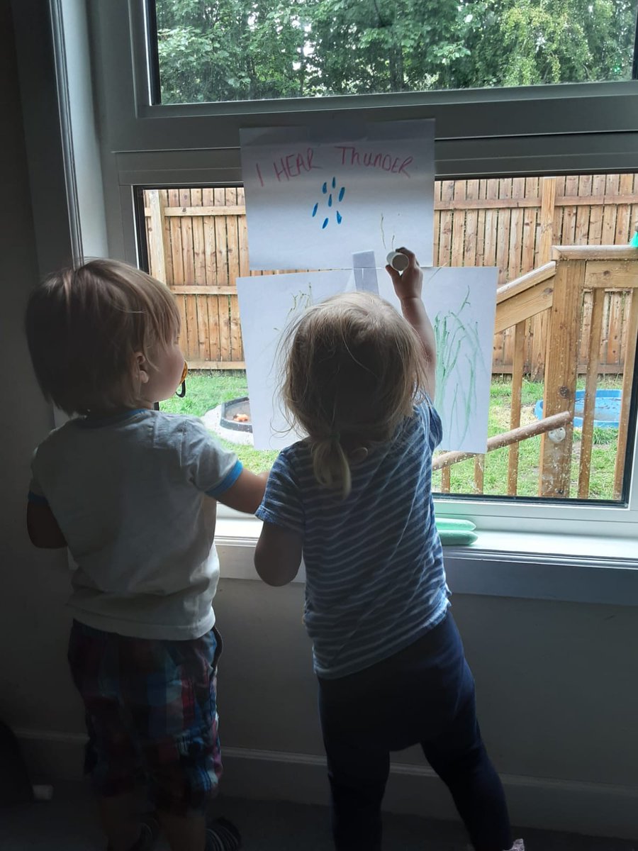 LullabyLaneMiln's tweet image. When the children heard the thunder the first feeling was fear,they rushed off to find a safe adult

They sat together signing and drawing pictures of the rain,the fear was replaced with happiness and curiosity. 

@paulinescott222
@suzannezeedyk

#safebase #love #daringventure