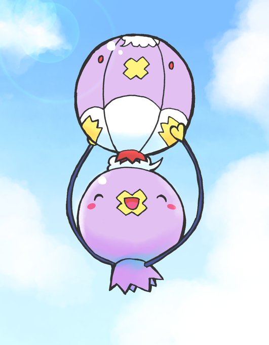 フワライドの形のビーチボールをもらってゴキゲンなフワンテ!#ポケモン版深夜の真剣お絵描き60分一本勝負 