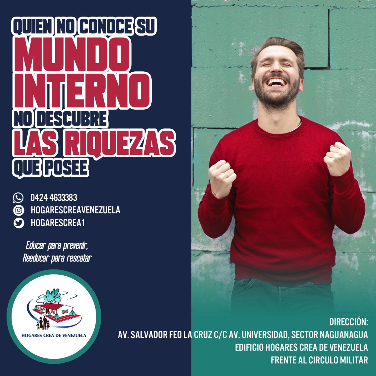 hogarescrea1's tweet photo. Quien no conoce su mundo interno no descubre las riquezas que posee
#hogarescrea #hogarescreadevenezuela #motivacion #superacion #sustanciasadictivas #adicción #orientacion #reeducacion #Prevención https://t.co/3xTVVvwNc2