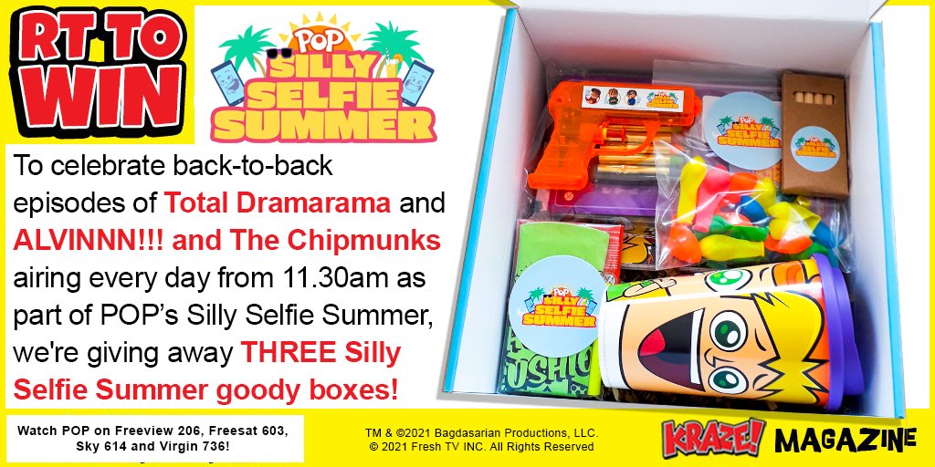 To celebrate POP’s Silly Selfie Summer, we’ve got an awesome bundle of goodies to give away! Tune in to back-to-back episodes of Total Dramarama and ALVINNN!!! and The Chipmunks, every day from 11.30am on POP! RT to #win! #comp #competition #giveaway #prize