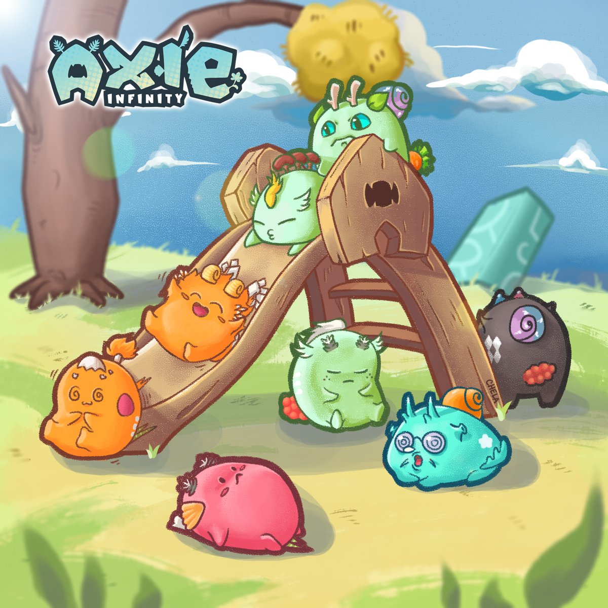 ckidaaa's tweet photo. My entry for @Axie44's #ArticArtContest 

Do you ever wonder where your Axies go when they're missing on your app? HAHA!

"Fun fun slide"

Axies used:
#72135
#66680
#3123
#1201
#1171
#855
#834
#594

#AxieInfinity https://t.co/3Wo7vK2Yer