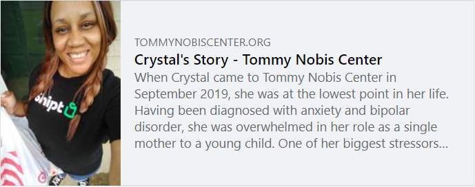 TommyNobisCtr's tweet photo. We are so proud of Crystal! Through her good work ethic and determination, she has used the skills she developed at TNC to find her path to career success! Read Crystal's inspiring story here: https://t.co/dzudueffQC #EmpoweringPeople #ChangingLives https://t.co/9NJ6lv4sqT
