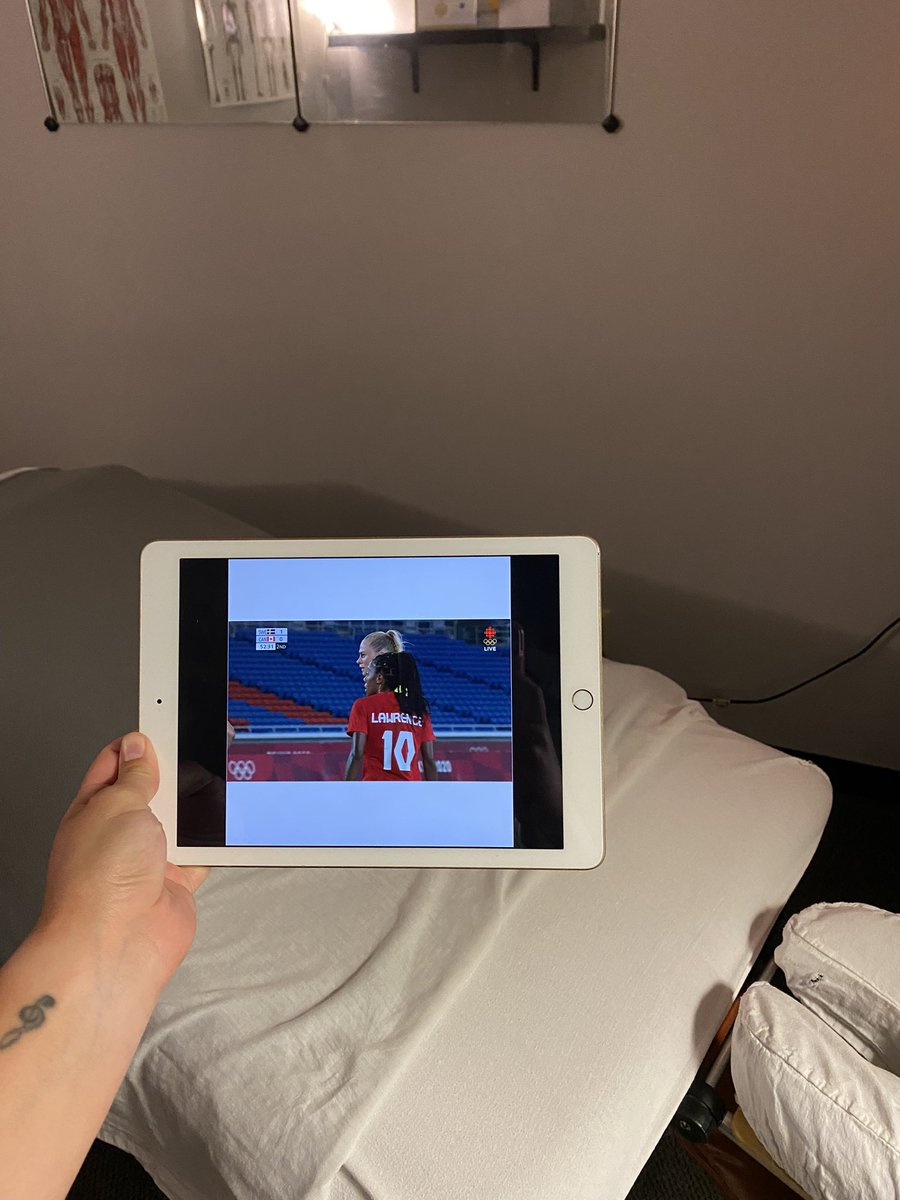 DylanAC's tweet photo. Watching the #CANWNT win GOLD during my massage treatments this morning! https://t.co/pxwymLd06r