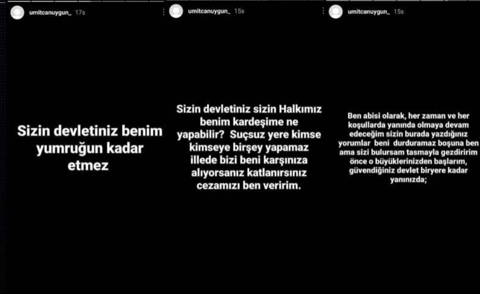witcheziamfake's tweet photo. Ümitcan Uygun’un abisinin instagram üzerinden devlete verdiği ayara bakın. Şunu görüp yüzü kızarmayan devlet, #HelpTurkey etiketi yüzünden dünyaya rezil oluyormuş, strong turkey falan, aynen. https://t.co/DsQNJtSTOh