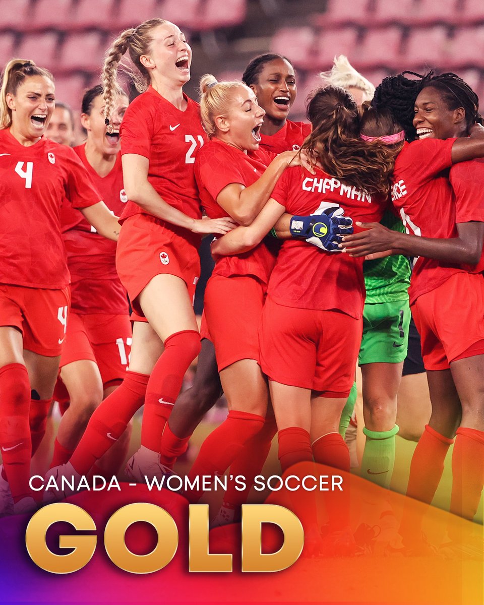 NBCOlympics's tweet photo. WHAT A GAME.

It's GOLD for Canada! 🥇

#TokyoOlympics https://t.co/XWJee9zgYR