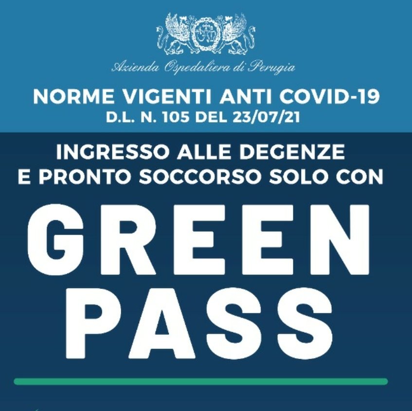 🔵 Accesso in Ospedale per familiari, accompagnatori, caregiver SOLO con #greenpass #GreenpassObbligatorio @IOitaliait @MinisteroSalute