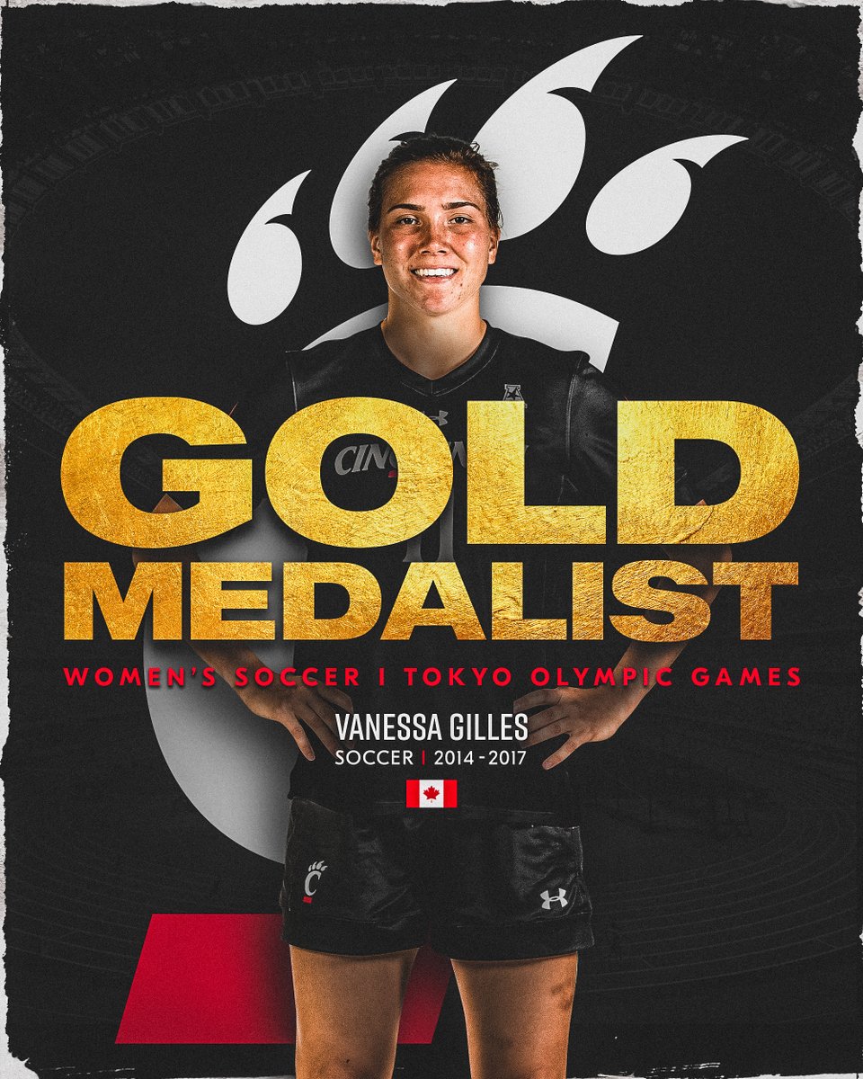 GoBEARCATS's tweet photo. GOLD MEDAL GILLES 🥇

Congratulations to Canada and @GoBearcatsWSOC great @VanessaGilles on bringing home the hardware in Tokyo!

#Bearcats | #OlympiansMadeHere https://t.co/9RzUud0O3U