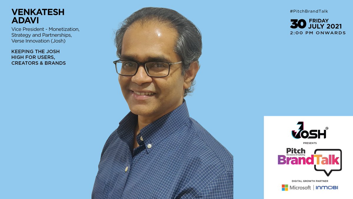 Missed the insightful session delivered by Venkatesh Adavi, VP- Monetization, Strategy and Partnerships, VerSe Innovation - Josh at the #PitchBrandTalk Conference 2021 on the topic "Keeping The Josh High For Users, Creators and Brands"?

Watch Here: lnkd.in/gbNJ3J6A
