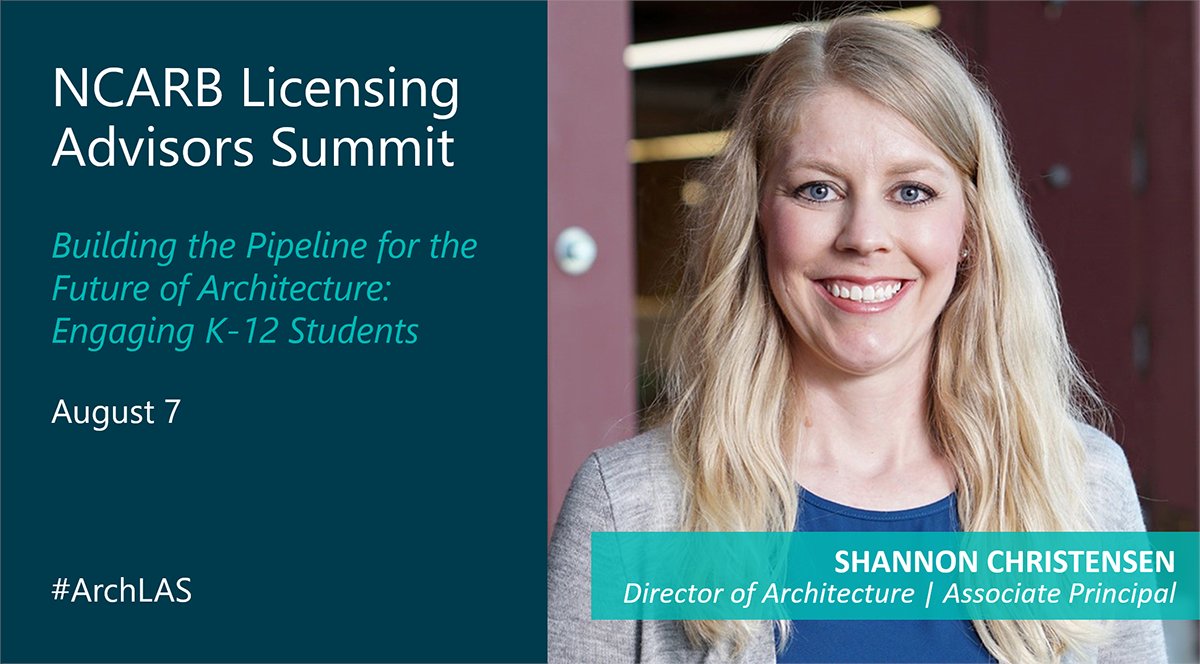 Cushing_Terrell's tweet photo. The @NCARB Licensing Advisors Summit — #ArchLAS — is happening now and through the weekend. On Saturday, Shannon Christensen will share her experience and passion for #architecture during the workshop, Building the Pipeline for the Future of Architecture: Engaging K-12 #Students. https://t.co/5qOeXI4mBS