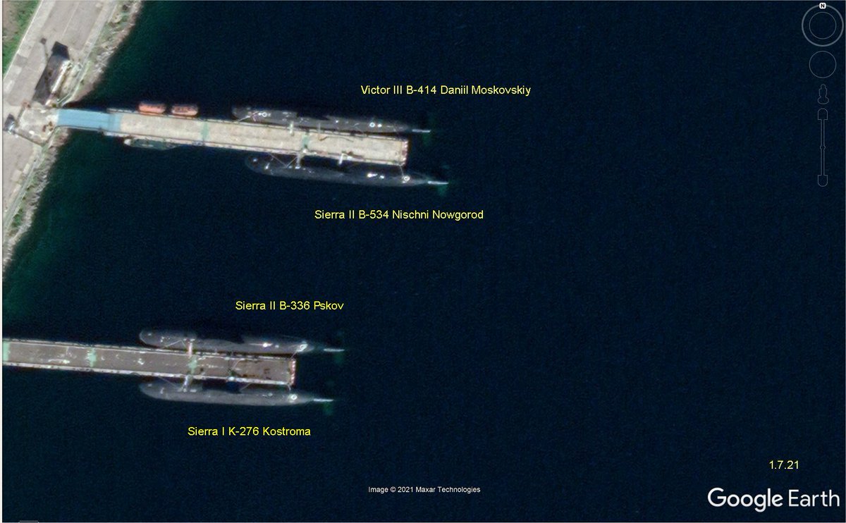 benreuter_IMINT's tweet photo. Finally! After almost 1 year the North Fleet got an update!
e.g. Gadshievo, Nerpa, Olenya Bay, Ara bay.
For #submarine nerds (like me) here some detailed IDs https://t.co/HFCC64XOwy