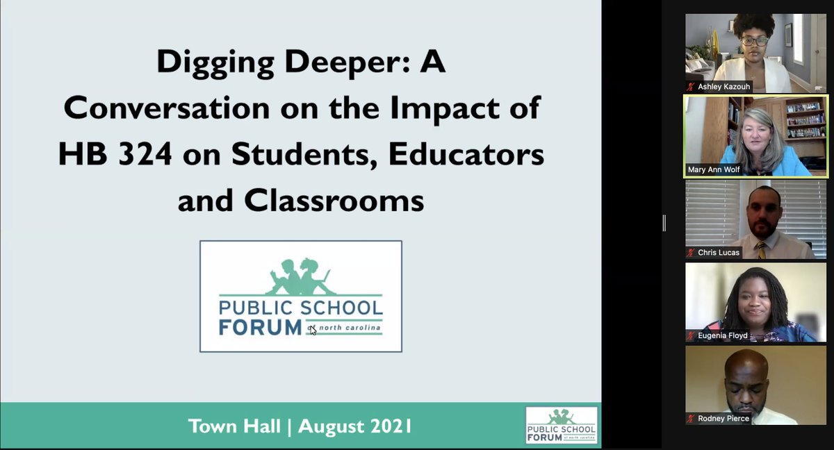 theNCForum's tweet photo. HERE WE GO! Kicking off a #ForumTownHall about HB 324 where we will hear educators, lawmakers, and students discuss their thoughts about this bill. https://t.co/UuvNKIrUtm