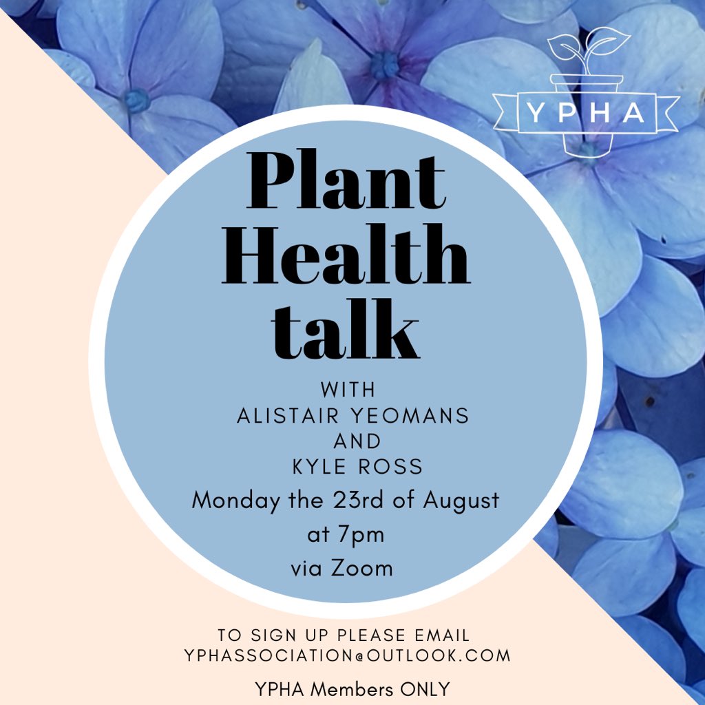 yphorticulture's tweet photo. Alistair Yeomans and Kyle Ross are hosting a talk on plant health Monday the 23rd. We are so excited about this one as it was a hugely asked for subject! Sign up before it’s full! .
.
.
.
#planthealth #talks #ypha https://t.co/uGZD40JdOg