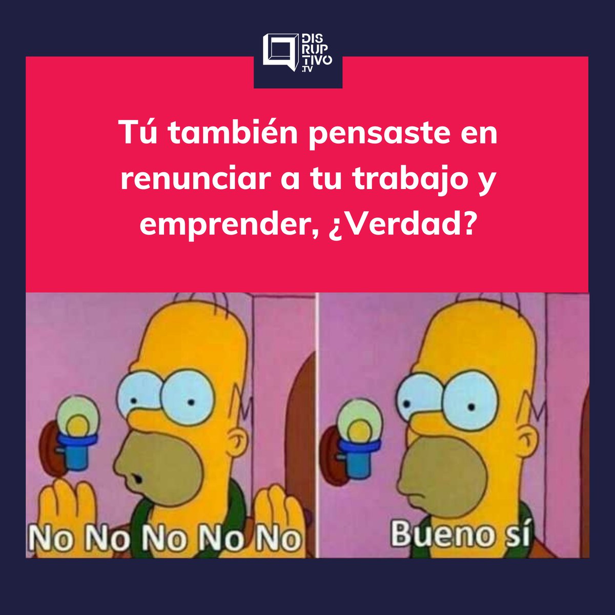 DisruptivoTV's tweet photo. Cuéntanos, ¿Renunciaste a tu trabajo para emprender?👀🤔
¿Cómo fue tu experiencia?🤭👇
#EmprendimientoSocial #Disruptivotv #ProyectosDeImpacto https://t.co/ipkFAx0oZH