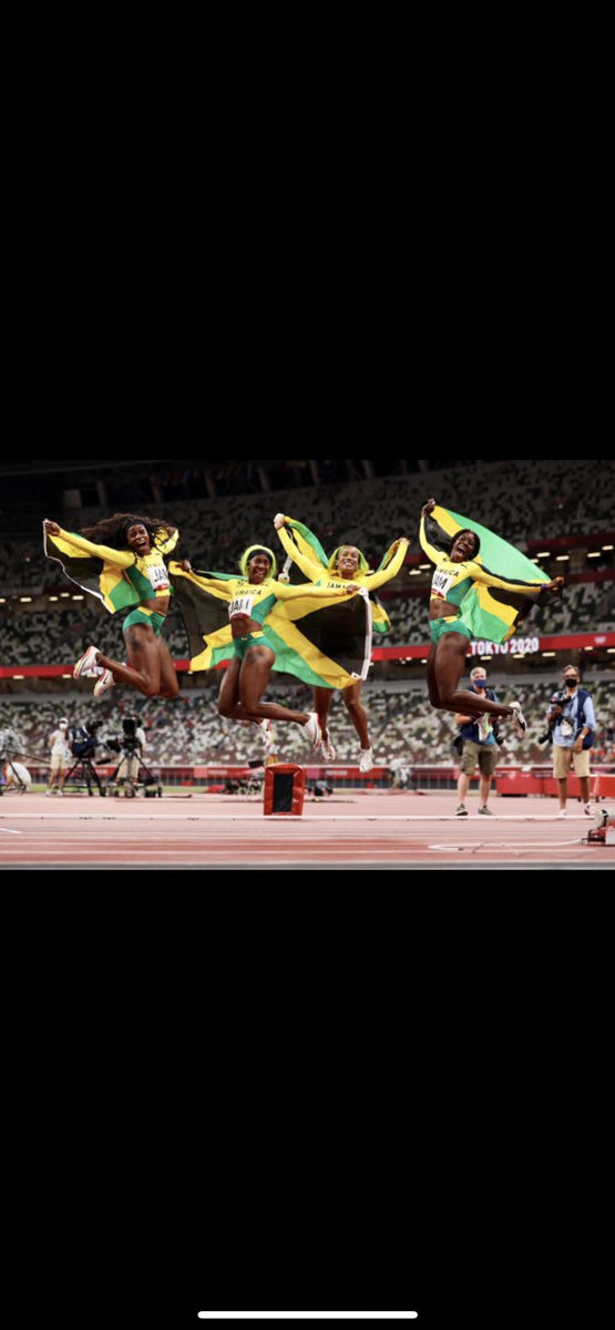 Mission Accomplished!Final goal took team work, thanks to these wonderful ladies Briana Williams,Shelly Ann Frazer Pyrce and Shericka Jackson. Tokyo has been awesome for me 3/3 all glory to God. Happy Independence Day Jamaica 🇯🇲 nuff love ❤️#HistoryBooks #Hisglory ETH..