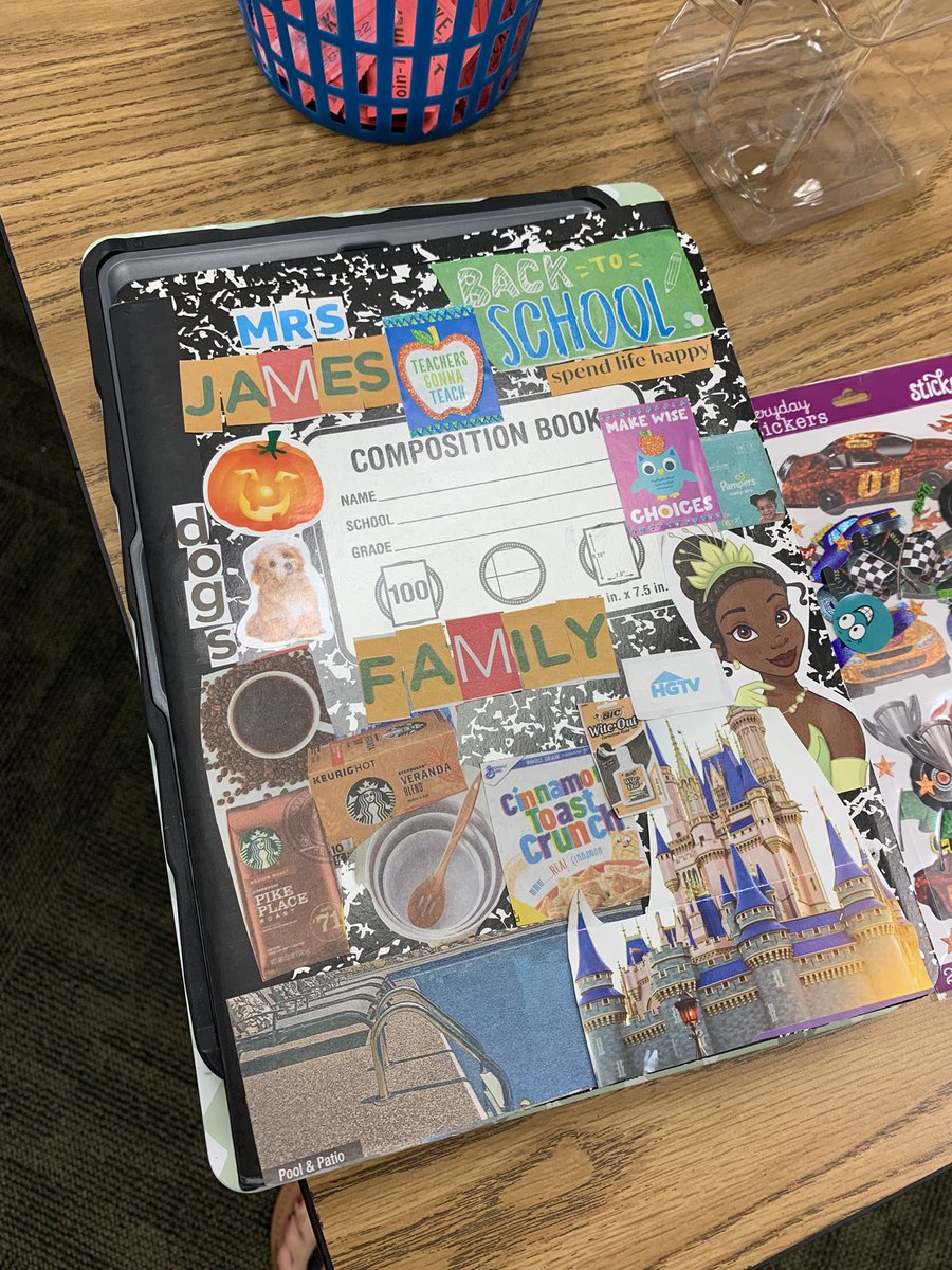 KaseyOetting's tweet photo. Mrs. James is having her students decorate the front of their writing journals to help them spark ideas for future writing entries! Love it! #YESTigers180 🐾 https://t.co/y5jlU1t29M