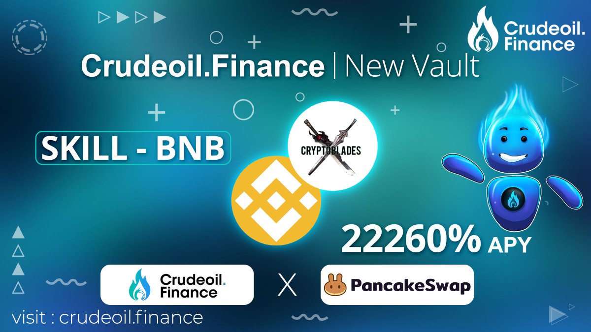 crudeoil_fi's tweet photo. Should we stop there? Absolutely not!! Here's the second #BSC+#NFT+#Gaming 🔥Vault

@BladesCrypto is kicking ass in the #BSC space. So we added it.

✅ $SKILL- $BNB pancake LP Vault with mind boggling APY 🤯🔥

🔗Platform Link: https://t.co/6p7YdU5yu5

Stake your LP today 🏃 https://t.co/1UmKhaobeu