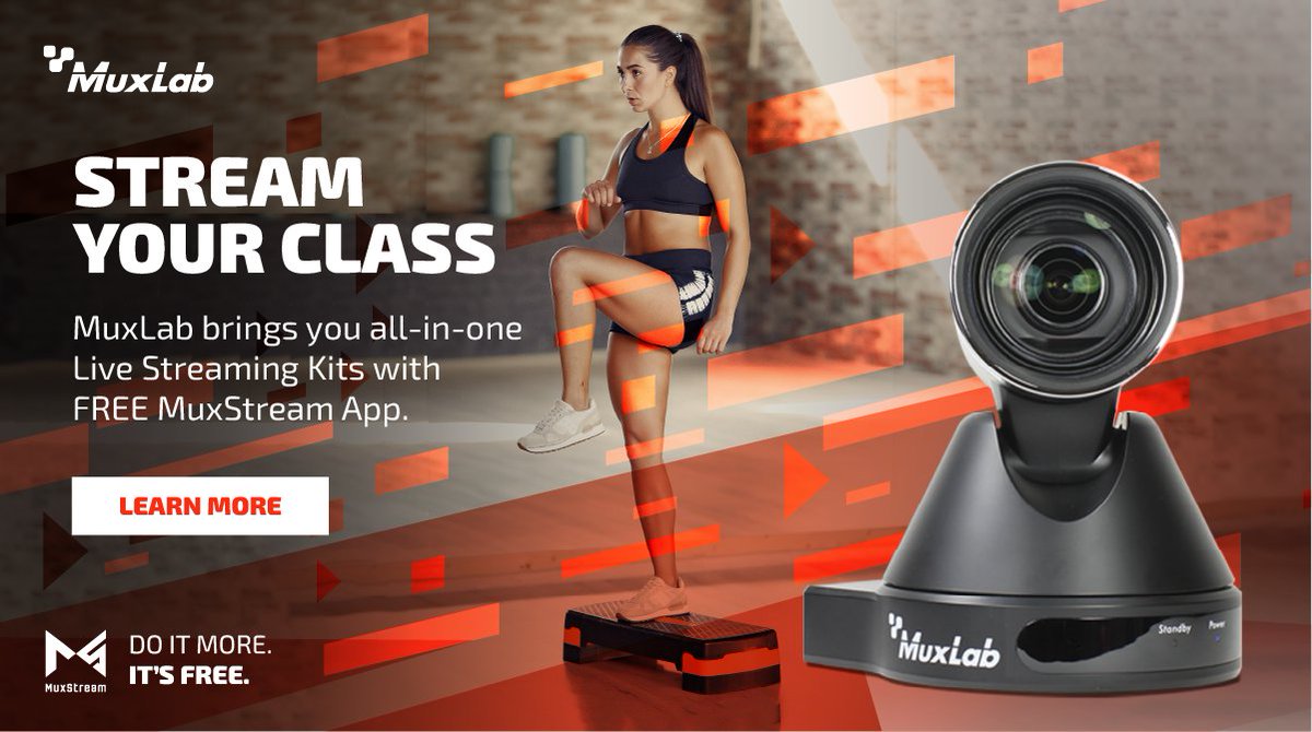 MuxLabInc's tweet image. Your end-to-end #livestreaming solution from #muxlab. #FitnessFriday @avtweeps stream.muxlab.com/fitness/