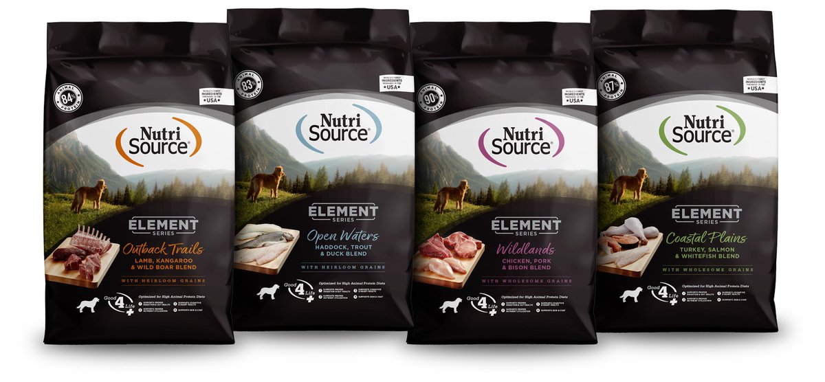 PawsStop's tweet image. New Element Formulas by NutriSource available now!! Ask us how you can earn savings with us as well as on this new amazing high protein food!!