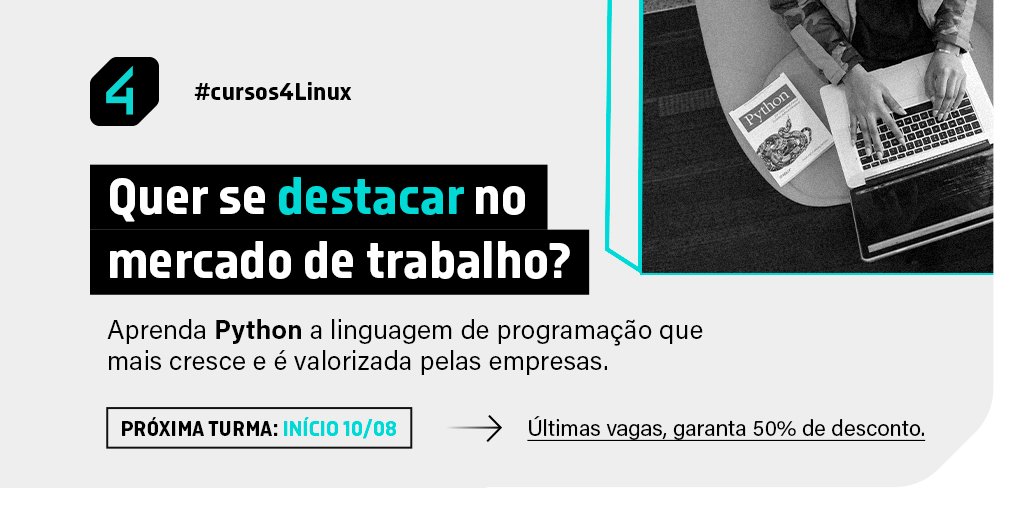 4Linux's tweet image. Quer participar desta turma?

FALE AGORA COM NOSSOS CONSULTORES PELO Whatsapp: lnkd.in/dynZrU8

Ou se preferir pelo telegram: t.me/FourLinuxBot

#python #cursodepython #ti #tecnologia #cursosti #programacao #devesenvolvedor #programador