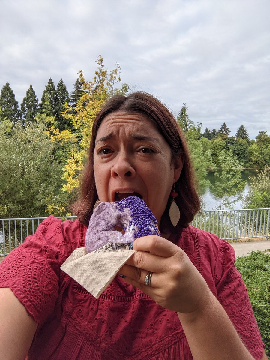 Genuine reaction to my first voodoo donut. Was *not* expecting sour sprinkles. 😂 #wmc2021 #WMC21