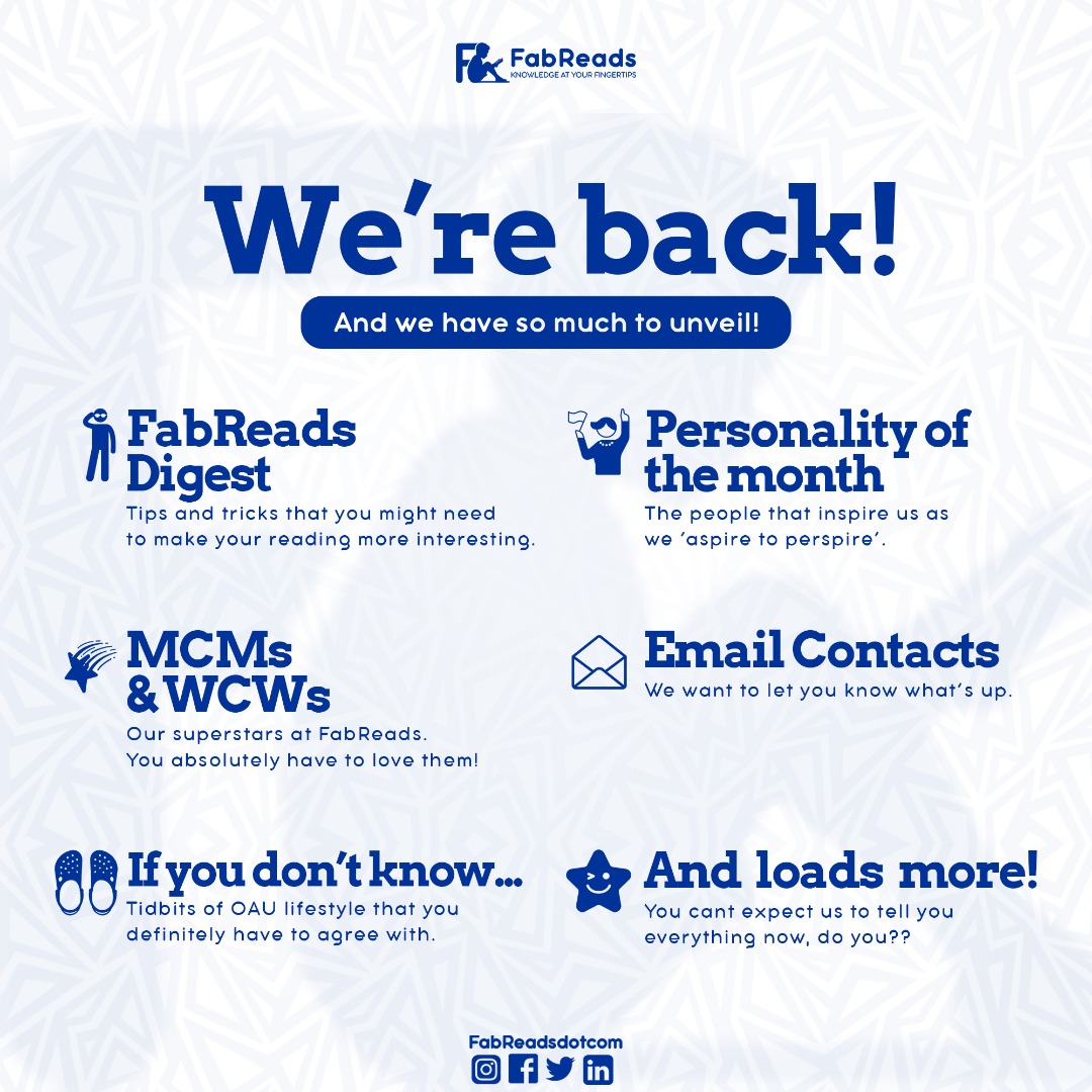 FabReadsdotcom's tweet photo. We're back like we never left with juicy and exciting contents just for you. π€© Turn on post notification and never miss out on any of our post. π
We promise you to make it exciting and worthwhile π. Stay tuned and enjoy π€©
#fabreads #fabreadsdotcom https://t.co/rfqZ9Of3QW
