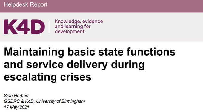 JPapoulidis's tweet photo. Must read piece by @SianHerbert for @FCDOREDGCSD  on emerging approaches,discourse,principles on how to maintain state functions/service delivery in #fragilestates--including shifts to fragility/resilience, political settlements,#adaptdev,country platforms
https://t.co/a3Z5VaiHST https://t.co/OD1u7xt9yE