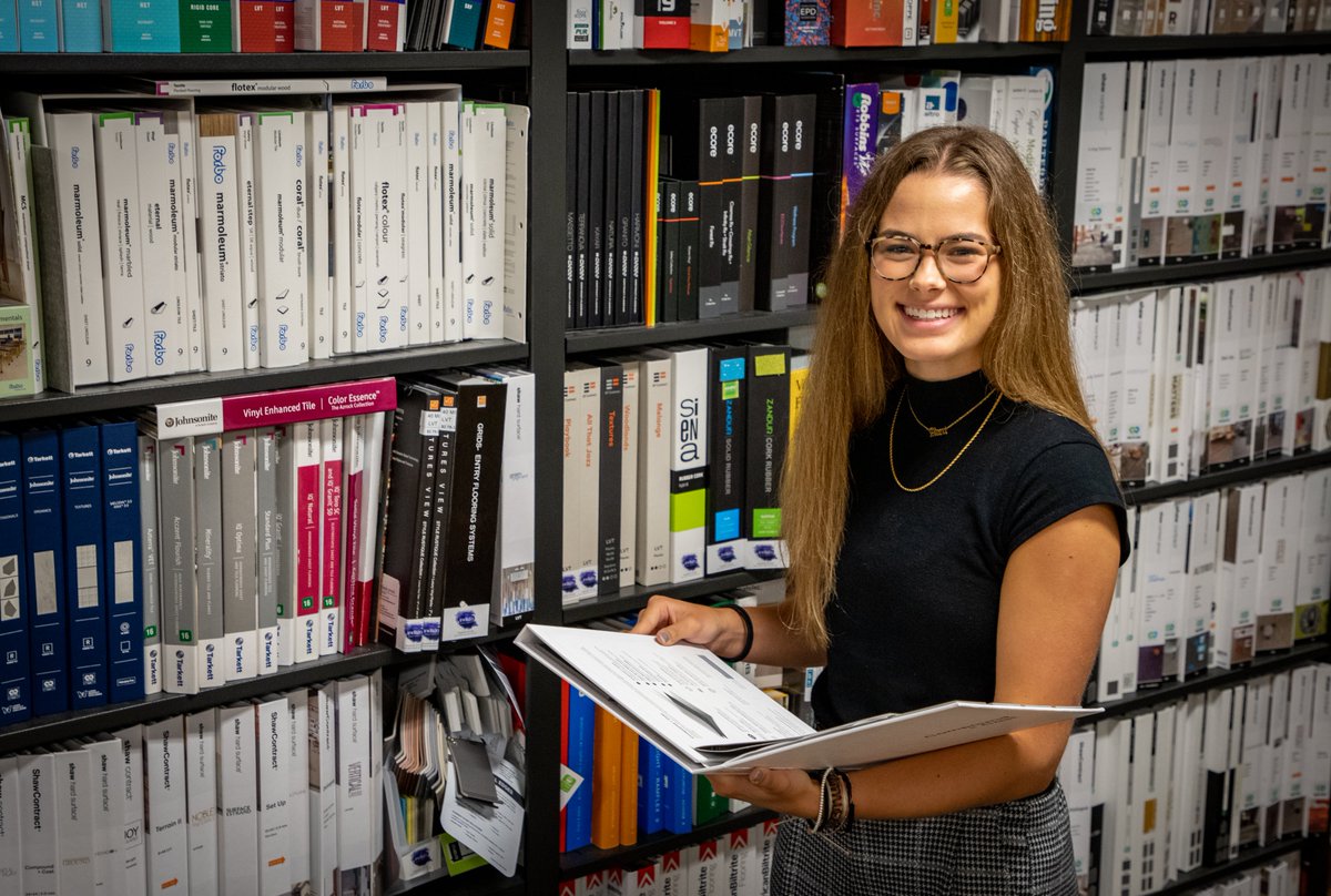 GarmannMiller's tweet photo. Minster native Averi Wolf is assisting Garmann Miller’s interiors department. Learning to read and decipher floor plans is a skill Averi is thankful she gained during her internship. We wish her all the best as she returns to OSU later this month. 

#creategm #FridayFeature https://t.co/952d2QRfVo