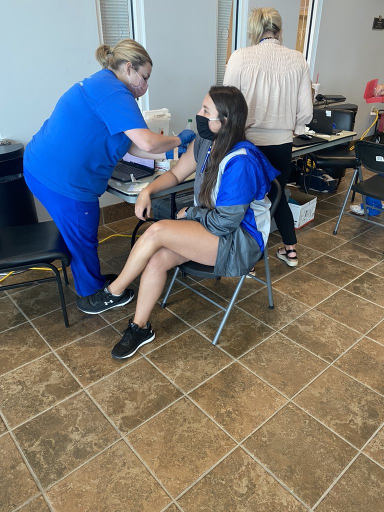 PokeATC's tweet photo. Another day, another successful vaccine clinic for @McNeeseSports student-athletes, coaches, and staff!! Thank you @OchsnerHealth @CHRISTUSHealth 💉💉💉 #GeauxPokes #vaccinated @LATAincD9 @LADeptHealth https://t.co/SdFWvhMxcj