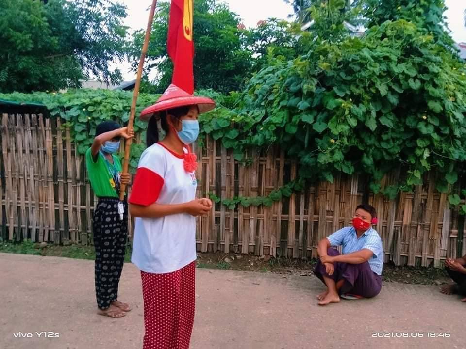 Locals of a village in Yinmarpin Tsp staged a marching strike to protest against Genocidal Dictatorship. SUPPORT NUG #Aug6Coup  #WhatsHappeningInMyanmar