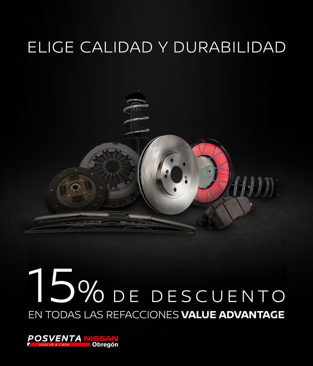 NissanObregon's tweet image. 💥 #VALUEADVANTAGE 💥 
Toda la línea de refacciones y piezas está al 15% de descuento ¡APROVECHA! 👨‍🔧📣 Y que nada detenga a tu Nissan! 🚗 
¡Piezas y accesorios al mejor precio! 🛒 bit.ly/NissanRefaccio… 
📍 Calle Jalisco #901 Sur ☎️  410 0004