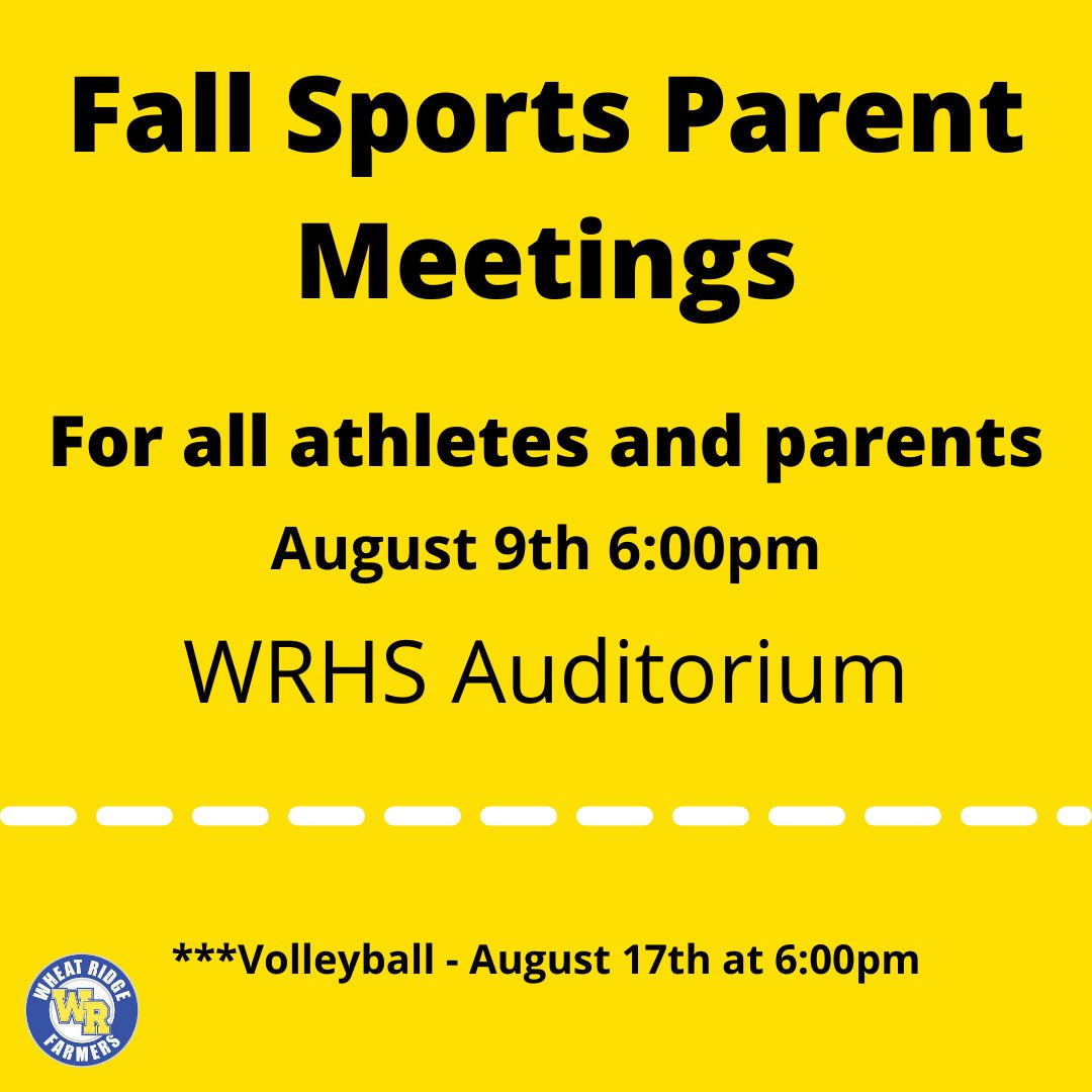 We look forward to seeing all of our athletes and families on Monday night for our fall meeting. **Volleyball will meet on 8/17**