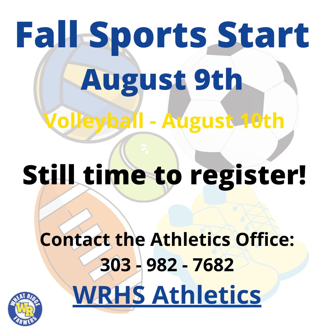 Still time to register for fall sports!  Check the athletics website for practice times and locations!