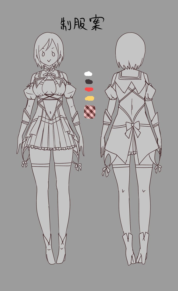 オリキャラ制作進捗。
学園の制服は胸元の露出が激し目となっております。
やったぜ! 