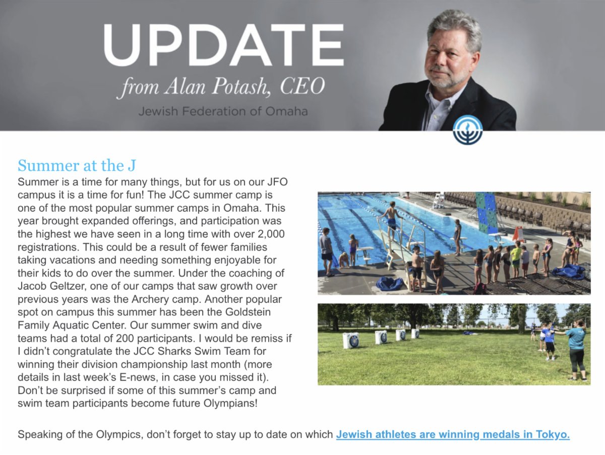 Update from Alan Potash - August 6, 2021 conta.cc/2Vo8d89