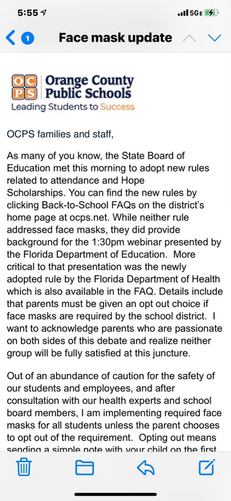 BREAKING: Orange County Public Schools going against the state and requiring masks for all students when school starts next week. <a href="/WFTV/">WFTV Channel 9</a>
