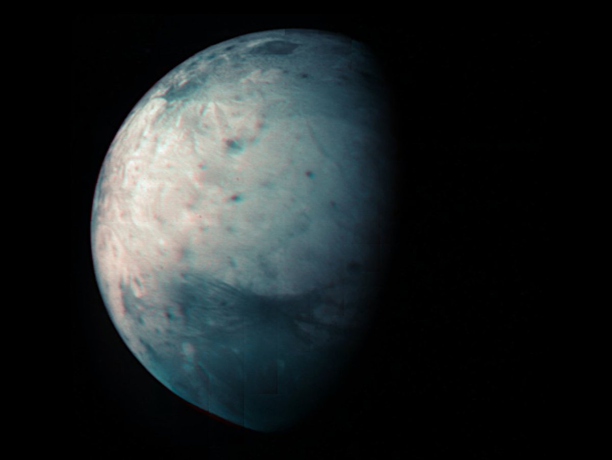NASAJPL's tweet photo. The #JunoMission used its infrared instrument during recent flybys of Jupiter’s mammoth moon, Ganymede, to create this latest map. This new view comes a decade after the Juno spacecraft’s launch.🚀 https://t.co/7FRbbWjpGv https://t.co/PXrGumZJHk
