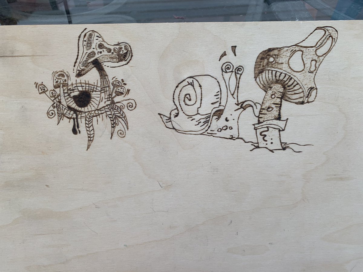 YoKraken's tweet photo. Pyrography week 1 https://t.co/5SGAJfmTeK