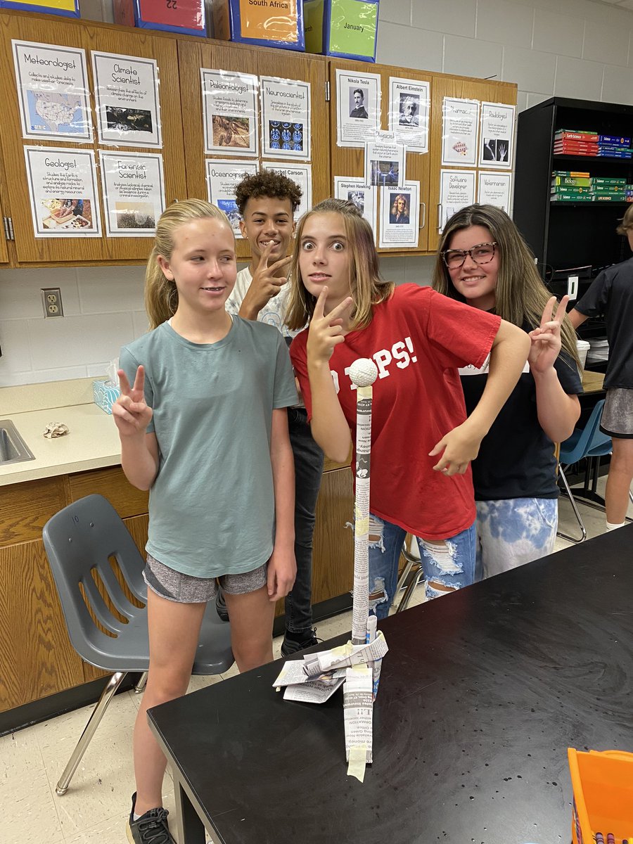 MrsWest_DCMS's tweet photo. Newspaper Golf Ball Towers - Fourth Period 1st and 2nd Place @DrakesCreekMS https://t.co/rymnaJ1UMt